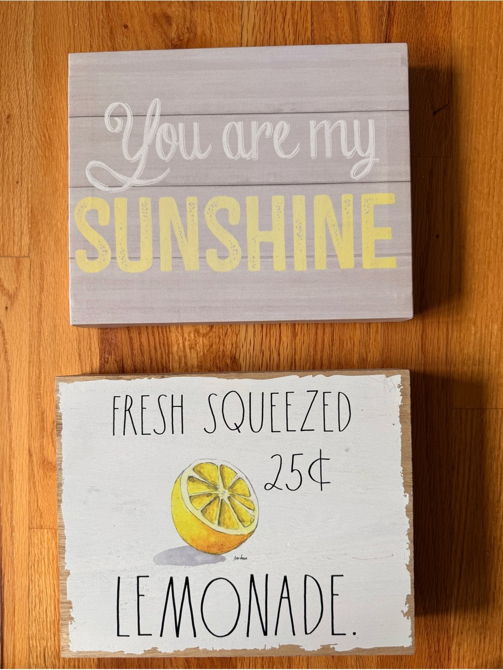 Rae Dunn Yellow & White "You Are My Sunshine" and Lemonade Wall Art